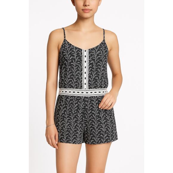 Raga x Anthropologie Black White Boho Beach Vacation Romper Size Large Summer - Picture 1 of 8